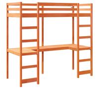 vidaXL Loft Bed Frame with Desk Bunk Bed Wax Brown 75x190 cm Solid Wood Pine