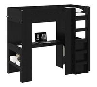 Loft Bed Frame Single 90x200 cm Artisan Oak Engineered Wood Desk and Guardrail