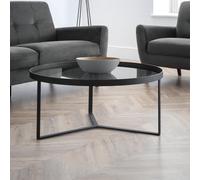 Julian Brown Loft Lamp Table Black Frame Smoked Glass Round Living Room
