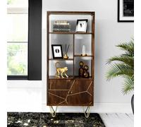 Loft Dark Mango Wood 2 Doors Multi Shelf Bookcase