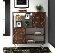 Loft Dark Mango Wood Display Unit With Shelves And Cupboards
