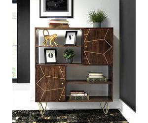 Loft Dark Mango Wood Display Unit With Shelves And Cupboards