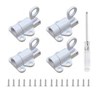 Loft Hatch Lock, 4-Piece Spring Latch Set for Shed Doors and Cabinet Security, Automatic Bounce Lock Mechanism with Installation Tool, 10x10 cm White Finish