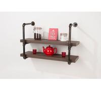 Loft Home Studio Double 60Cm Wide Box Shelf With Pipe Design Brackets Core Products Brown One Size