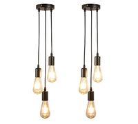 Loft Industrial Mini Pendant Light 3-Light Hanging Light Fixture E26 E27 Base for Kitchen Bedroom Home Corridor Studio Office 2 Pack Made in China