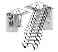Loft Ladder Ceiling Attic Stairs, Retractable Loft Ladder with 2 Handrails, 12 Steps Pull Down Attic Ladder, Concertina Loft Ladder, Up to 350 KG for Home Indoor/Garages/Basements (80x100cm)