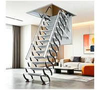 Loft Ladder Ceiling Attic Stairs, Retractable Loft Ladder with 2 Handrails, 12 Steps Pull Down Attic Ladder, Concertina Loft Ladder, Up to 350 KG for Home Indoor/Garages/Basements (70x100cm)