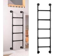 Loft Ladder for Home Apartments 100-300cm Wall Mounted Hanging Step Ladders for Indoor Outdoor Dorm Library Bunk Bed Deck, Black Metal Iron Durable Safety Egress Ladder, Loads 330lbs(195cm/77in)