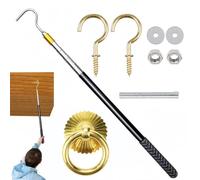 loft ladder hook,Attic Ladder Pull Down System Kit,Loft Ladder Pole with Hook,Extension Pole and Copper Storage Hooks, Handle, Parts Tool for Home,56-164cm(22.05-64.57in)