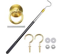 Loft Ladder Pull Down System Kit, Loft Pull System Hook Set, Attic Pull Down System Hook Parts Replacement, Loft Pull Out Hook Set, Extension Pole,Brass Pull Ring,Copper Storage Hooks,Handle And Other