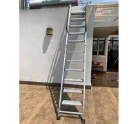 Loft Ladder Roof Top Loft Egress Ladder with Handrails, Collapsible Bunk Bed Stairs Lightweight, Portable Attic Straight Steps for Window Well Garage(9 Step-275cm (9ft))