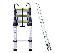 Loft Ladder Telescopic Ladder 6.2M Multi-Purpose Folding Aluminium Telescoping Ladder Extendable Portable Ladder with Hook Daily Emergency Step Ladder with EN131 and CE Standard (20.5FT/6.2M, Sliver)