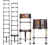 Loft Ladders Telescopic Ladders Extendable Ladder, Multi Purpose Portable 3.2M/10.5FT Stainless Steel Ladder, Folding Step Attic Ladder for Household or Outdoor Work, 150kg Capacity EN131 Standard
