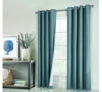 LOFT LIVING Vienna Total Blackout Foamback Grommet Curtain Panel Pair Each 78" x 84" in Blue