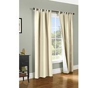 LOFT LIVING Winmate Insulated Cotton Tab Top Curtain Panel - Pair Each 40" x 54" in Natural