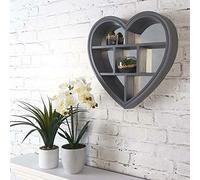 Loft Range Heart Shaped Mirror with Shelf - Grey