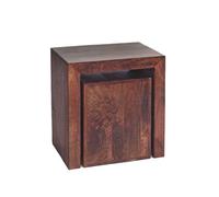 Loft Solid Dark Mango Wood Small Cubed Nest Of 2 Tables In Walnut