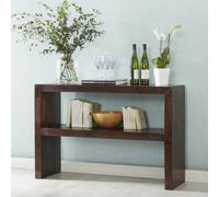 Loft Solid Dark Wood Console Table With Shelf