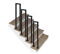 Loft Stair Railing KitBlack Industrial Wrought Iron Handrails for Interior Safety Perfect for Kids Adults & SeniorsUShaped Design (4 Pieces)