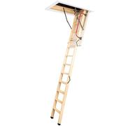 LOFT-TRAC Deluxe Wooden Loft Ladder, Folding Attic Ladders with Handrail and Insulated Hatch Door, Loft Ladders Pull Down with Non-Slip Steps, Floor to Ceiling Heights up to 2.8m (55 x 111cm)