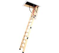 LOFT-TRAC Deluxe Wooden Loft Ladder, Folding Attic Ladders with Handrail and Insulated Hatch Door, Loft Ladders Pull Down with Non-Slip Steps, Floor to Ceiling Heights up to 2.94m (57 x 92cm)