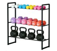 LOFTEY 3 Tier Adjustable Dumbbell Rack, 150 KG Capacity Metal Weight Storage Rack, Space-Saving Home Gym Storage, Dumbbell Stand Only
