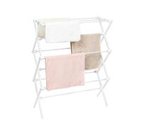 LOFTEY 3 Tier Extendable Clothes Airer, Cloth Drying Rack, Folding Clothes Horse Indoor and Outdoor, Space-Saving Maiden, 74 x 30 x 95 cm, White