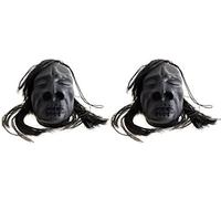 Loftus Mini Shrunken Head Halloween Decoration 3" Prop, Black - 2 Pack