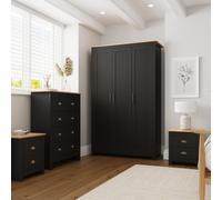 loftus wooden bedroom furniture set with 3 doors wardrobe in black and oak