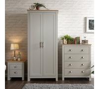 loftus wooden furniture set with 2 doors wardrobe in grey oak