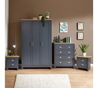 loftus wooden furniture set with 3 doors wardrobe in slate blue oak