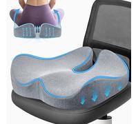 Lofty Aim Office Chair Cushion, Ergonomic Memory Foam Seat Cushion, Tailbone-Sciatica Pain Relief Pillow, Desk Butt Pillow for Office Chair, Car Seat, Airplane, Wheelchair - Light Gray