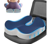 Lofty Aim Office Chair Cushion, Ergonomic Memory Foam Seat Cushion, Tailbone-Sciatica Pain Relief Pillow, Desk Butt Pillow for Office Chair, Car Seat, Airplane, Wheelchair - Blue&Gray