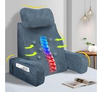 Lofty Aim Reading Pillow for Bed, Comfy Memory Foam Rest Back Pillow for Sitting in Bed Adult, Backrest Chair Pillow with Arms for Sitting Up, Watching TV, Reading, Gaming - Plush Grey