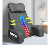 Lofty Aim Reading Pillow for Bed, Comfy Memory Foam Rest Back Pillow for Sitting in Bed Adult, Backrest Chair Pillow with Arms for Sitting Up, Watching TV, Reading, Gaming - Grey