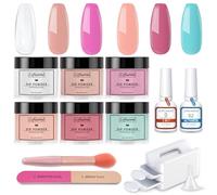 Lofuanna Dip Powder Nail Kit - 6 Colors Dip Manicure Kits - Dipping Powder Liquid Set with 2 in 1 Base Top Coat Activator Nail Brush Recycling Tray System,Fast Dry No Nail Lamp Needed