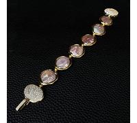 LOFWSGPRX 23mm Freshwater Cultured Purple Reborn Keshi Pearl Bracelet Cubic Zirconia Pave Clasp 8" classic style for women