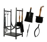 Log Basket Fireside Tool Set Log Store with Poker, Dustpan, Brush & Tongs