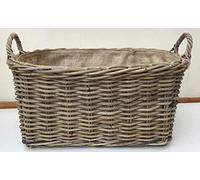 Log Basket/Storage Basket, Excellent Quality, Very Strong Rattan, Removable Hessian Liner (Large)