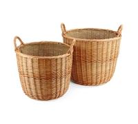 Log Baskets for Wood Burner & Fireplace - Hessian Lined Wood Basket - Set of 2