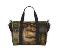 Log Cabin Floor Plan Printed Travel Bag Large Gym Tote, Weekend & Business Trip Crossbody Shoulder Bag, Lightweight