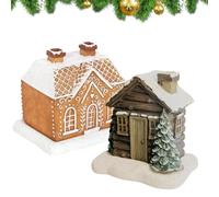 Log Cabin & Gingerbread House Incense Burner, Christmas Snowy Winter Incense Burner, Home Incense Cone Burner with 2 Incense Cones, Resin Incense Cone Holder Christmas Room Decorations