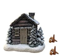 Log Cabin Incense Burner with Smoking Chimney,Resin Christmas Cabin Incense Burner with 60 Mixed Fragrance Cones,Log Snowy Winter (120 pcs*incense cones)