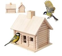 Log Cabin Kit 7.7x5.9x7.3'' Breathable & Light-Transmitting Paulownia Bird House Smooth Polished Hanging Wood Bird House for Birds Taking Shelter Bird House