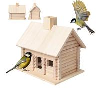 Log Cabin Kit 7.7x5.9x7.3'' Breathable & Light-Transmitting Paulownia Bird House Smooth Polished Hanging Wood Bird House for Birds Taking Shelter