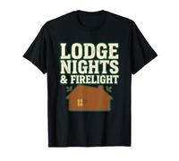 Log Cabin Lodge Nights Firelight Camper Rustic Mountain Cozy T-Shirt