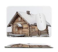 Log Cabin with Snow Roof Mouse Pad, Small Office Computer Mouse Pads for Desk Laptop with Non-Slip Rubber Base Mouse Mat, Gaming Mouse Pads