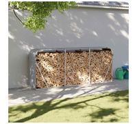 Log Holder Light Grey Galvanised Steel 234x45x100cm Outdoor Firewood Rack Sturdy
