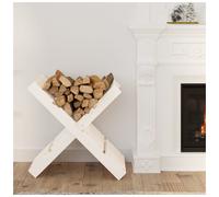 vidaXL White Pine Wood Firewood Log Holder 48 x 47 x 39.5cm - Wilko