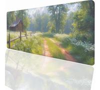 Log House Tree Mouse Mat 47.4x23.7 inch Large Gaming Mouse Pad Desk Mat Stitched Edges, Non Slip Rubber Base, Waterproof Surface, Computer Accessories for Home Office Decor Gift LMDT10251